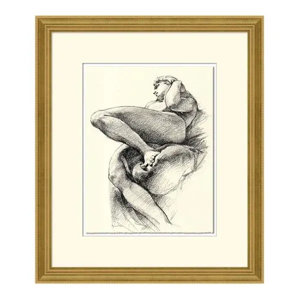 Figure Study of 'Dawn' by David O. Smith in Gold Frame, Small Art Print