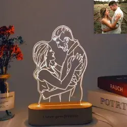 Lampe led personnalisée de bureau de photo,lumière de couple dirigée par photo,cadeau d’anniversaire