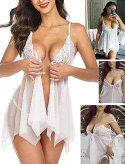 Women Lace Lingerie Front Closure Babydoll - valentines day