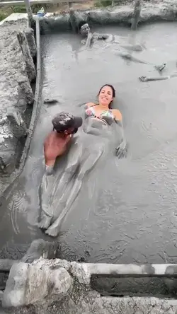 Taking Mud Bath in Real Volcano at Cartagena, Colombia.