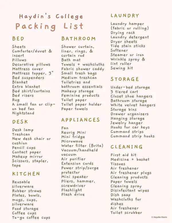 college packing list for freshman year dorm room! essentials & what to bring to college