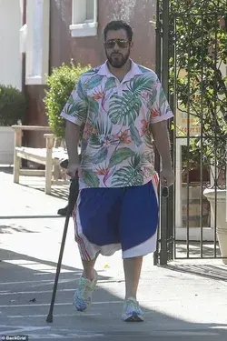 Adam Sandler Spotted Walking For Shopping With The Help of a Cane After Hip Surgery