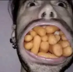 Man with cheeto puffs