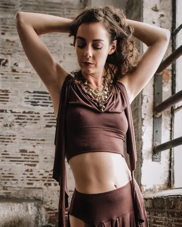 Kayleigh Tendril Top, Cowl Neck Crop Top - Summer Boho Elven Fairy Bellydance Tribal Priestess Playa