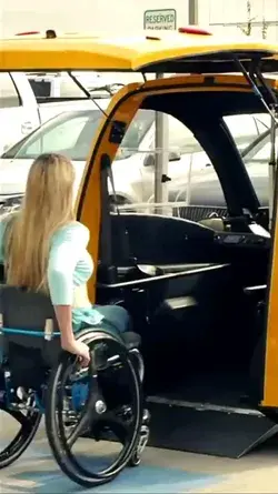 Electric micro-car for disabled people that allows them to transport themselves around.