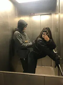 couple in elevator