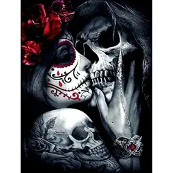 Diamond Painting Kits Skull Diamond Art Kits For Adults Full Drill Paint With Diamonds Skeleton Diamond Dots Diy Diamond Paintings For Beginners 11.8x15.7 Inches