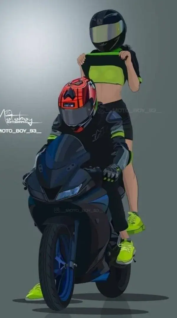 Motorcycle Couple Art