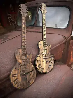 Wood guitar clock