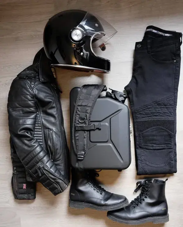 All black moto gear