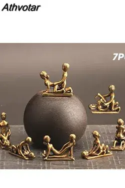 Athvotar Mini Vintage Brass Sexy Decorative Keychain Ornament Craft Figurines 2-Posture For Home Bar Party Desk Decoration Gift 508-1 7pcs