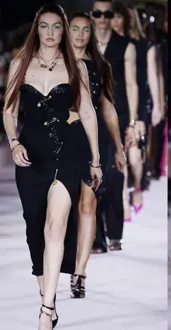 Gigi Hadid leading the finale at Versace Spring Summer 2022