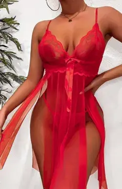 Ladies Sling Lace Hot Sexy Fun Suit - Red / S