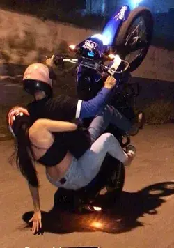 Biker Couple Wheelie