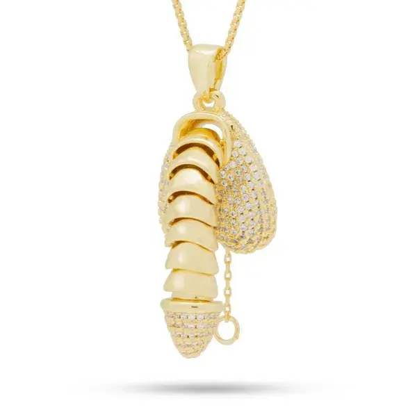 Iced Erotic Erecting Penis Necklace - 14K Gold / 1.5