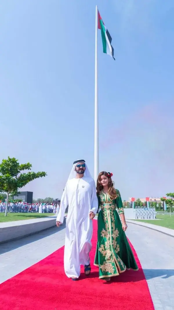 Sheikh Mohammed with his daughter on UAE National Day