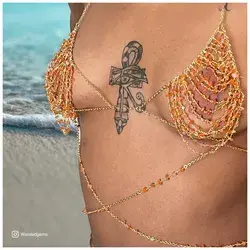 Luxury Couture Orange Bikini Chain |  Gold Belly Chain | Carnelian Waist Jewelry | Gifts for Women | Rave Halter Top | Sheer Bikini