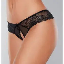 Allure Intimates & Sleepwear | Allure Adore Foreplay Lace & Mesh Front Open Panty - Black O/S | Color: Black | Size: Os