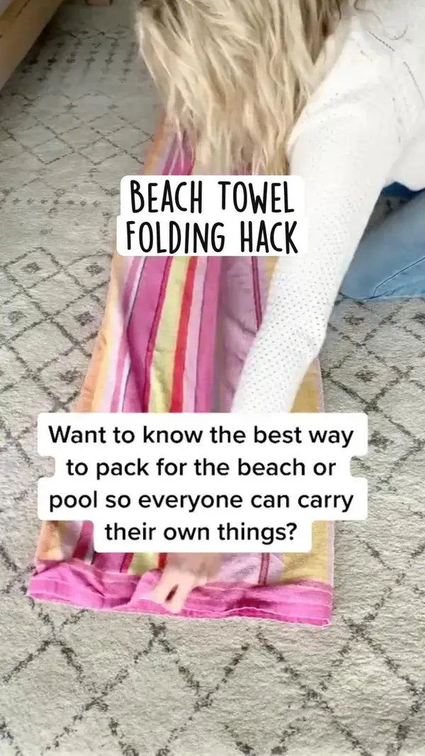 Beach Towel  Folding Hack..try this the next time you go to the beach! Follow @clairelynnhome!