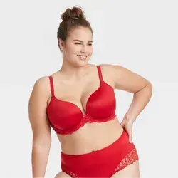 Auden Intimates & Sleepwear | Red Smooth Lace Plunge Push-Up Bra- Nwt 46d | Color: Red | Size: 46d