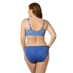 Elila Embroidered Microfiber Softcup Full Coverage Bra, C , Blue