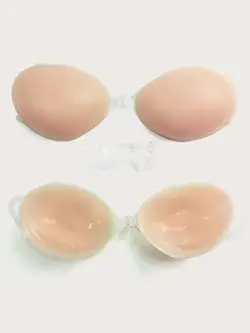 1pair Silicone Self Adhesive Bra With 1pair Transparent Strap