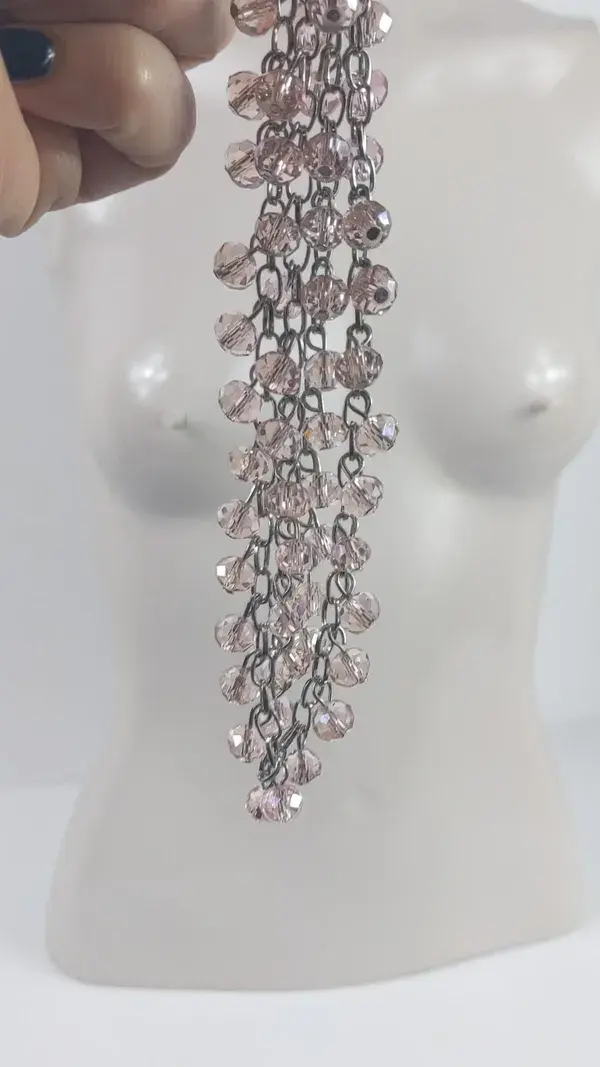 Pink Adjustable Nipple Clamps with Pretty Beaded Chains. MATURE, BDSM