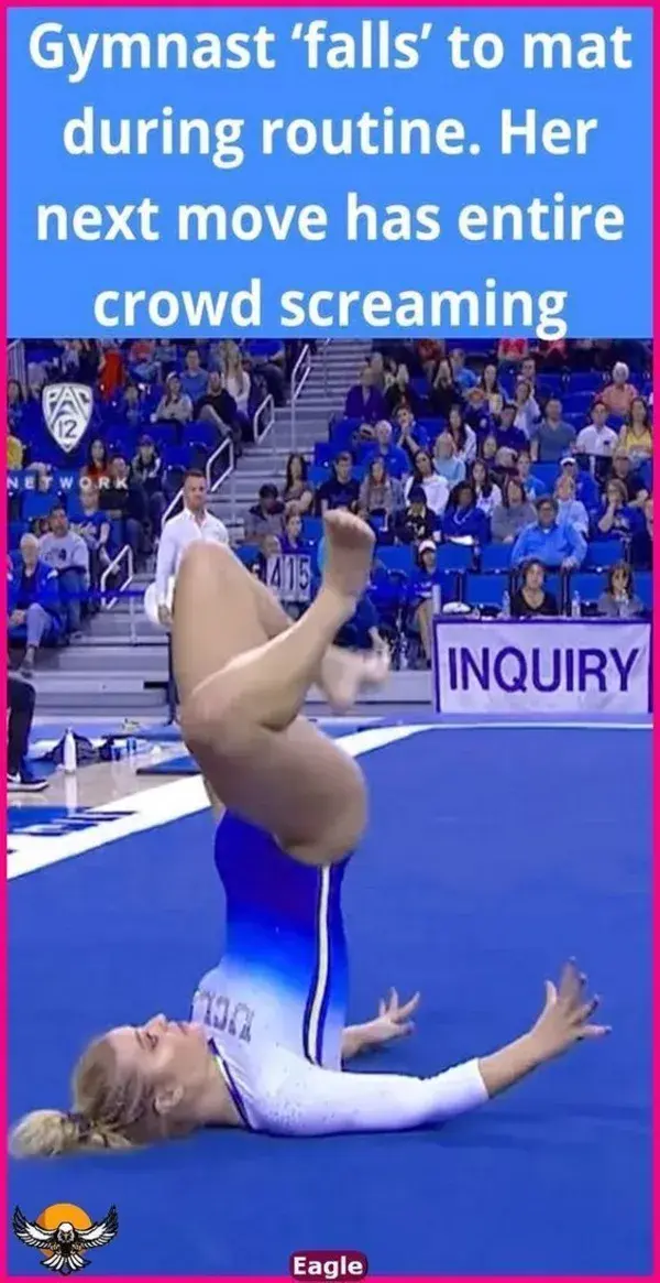 Gymnast ‘falls’ to mat during routine. Her next move has entire crowd screaming