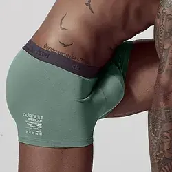 Aonga Men Underwear Brief U Convex Man Underpants Briefs Cotton Breathable Mens Panties Low Waist Bikini Soft Male Lingerie AD306-Green-L-1pc