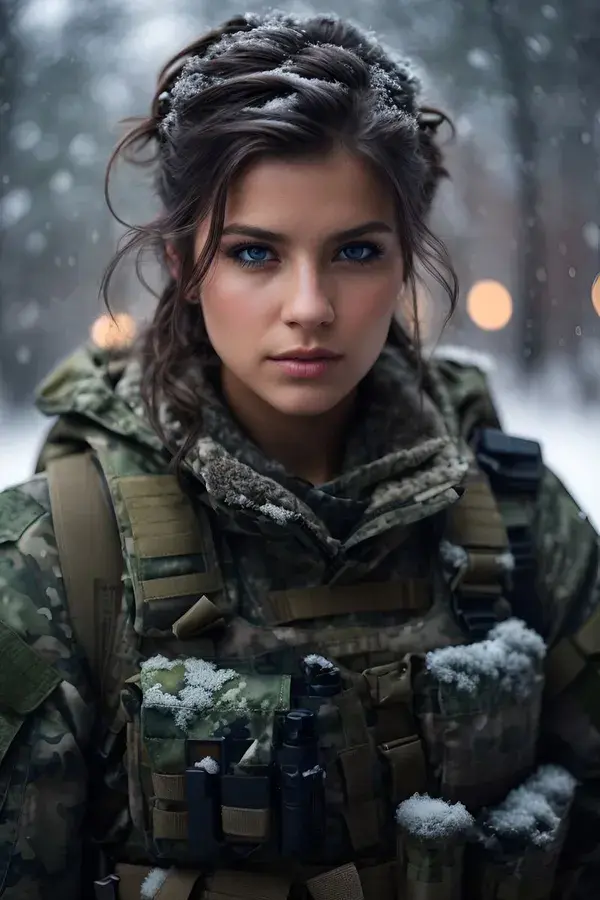 Another excellent AI generated beautiful soldier female