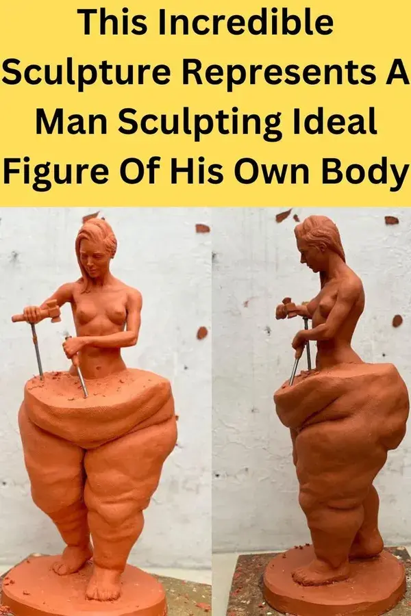 This Incredible Sculpture Represents A Man Sculpting Ideal Figure Of His Own Body