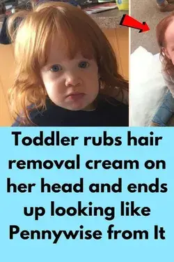 Toddler rubs hair removal cream on her head and ends up looking like Pennywise from It