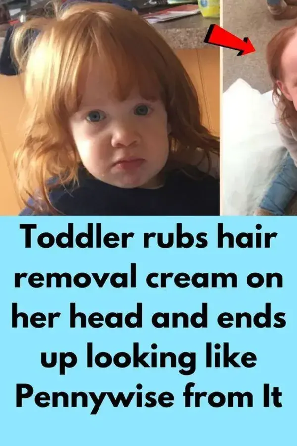 Toddler rubs hair removal cream on her head and ends up looking like Pennywise from It