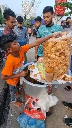 8 year old boy selling tasty Pani Puri....