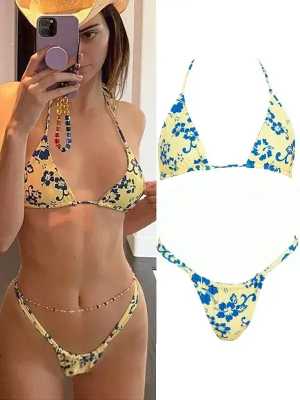 Sexy Bikini Floral Print Swimwear String Bikini Set Push Up Swimsuit 2022 Bikinis Women Biquini Beach Bathing Suit Women - 1, l