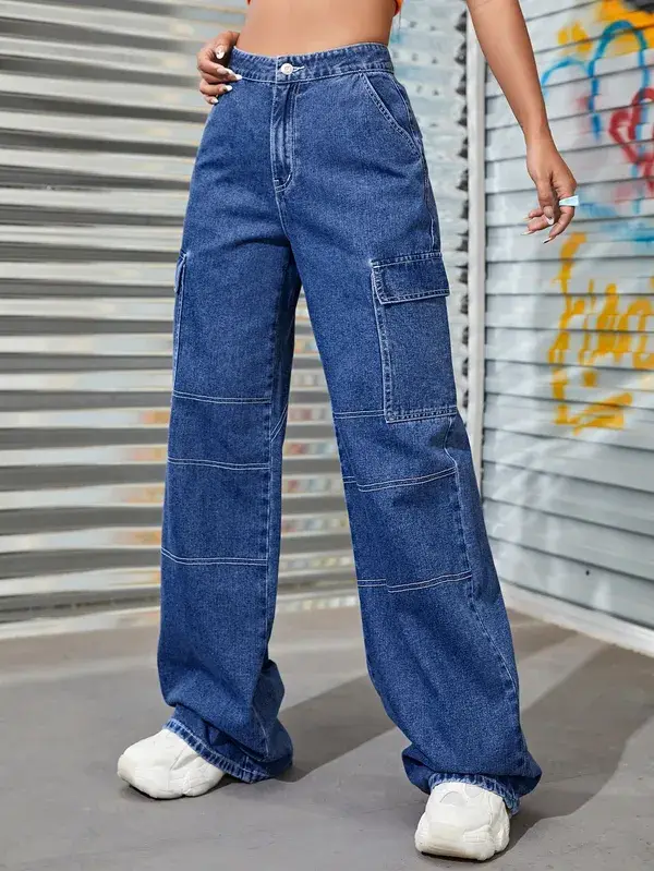 Flap Pocket Contrast Stitch Jeans