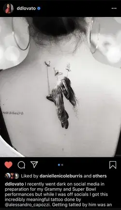 Demi Lovato fallen angel tattoo 