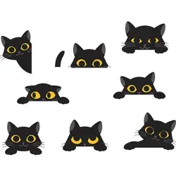 ivviooo Black Cats Halloween Wall decal,Cute Halloween Light Switch sticker Removable,Cartoon Halloween Wall Decor,decal for Walls,Halloween Window Clings for kid Bedroom Car Office Home,H000F