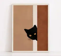 Abstract Boho Cat Print Printable Wall Art Neutral Cats | Etsy