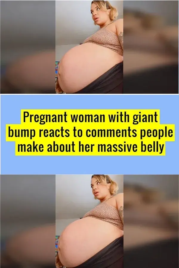 Pregnant woman with giant bump reacts to comments people make about her massive belly