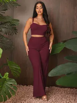 Rib Knit Cami Top & Trousers Set