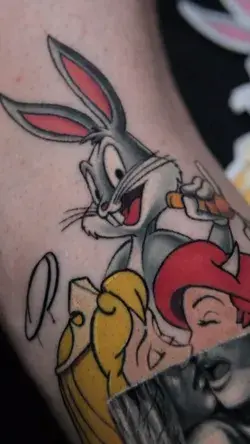 ✖️Bugs Bunny and Princesses Tattoo in Pop Art Style✖️