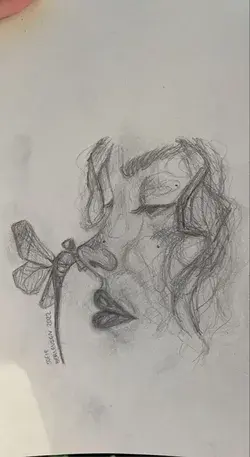 "Tender Ties: Baby Girl and Butterfly Sketch"