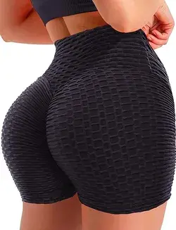 Women Workout Shorts Brazilian Textured Booty Leggings Shorts Anti-Cellulite Scrunch Butt Lift