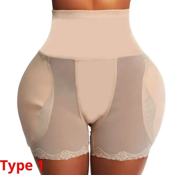 CXZD Women Hip Pads High Waist Trainer Shapewear Body Tummy Shaper Fake Ass Butt Lifter Booties Enhancer Booty Lifter Sexy Lace - Type 1 - apricot / M / China