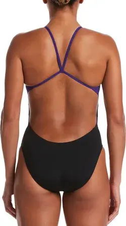 Nike Women's Hydrastrong Vex Colorblock Cutout One Piece Swimsuit, Size 28, Court Purple