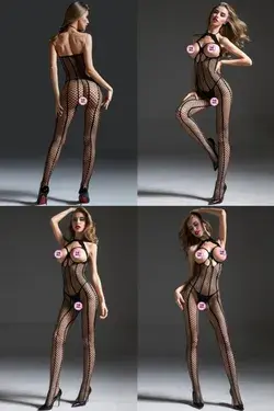 Sexy Fischnetz Gittergewebe Bodystocking Oben ohne Hohl Ouvert Bodysuit Strumpfhosen Damen Dessous