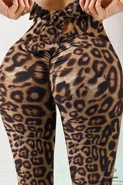 Bjux - Leopard Print Sportswear Print Bandage Patchwork - Leopard Print / S