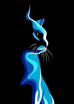 High Quality Blue Cat Cute Cool Minimalist Minimal Simple Wall Art Decor Poster Cool Room Ideas