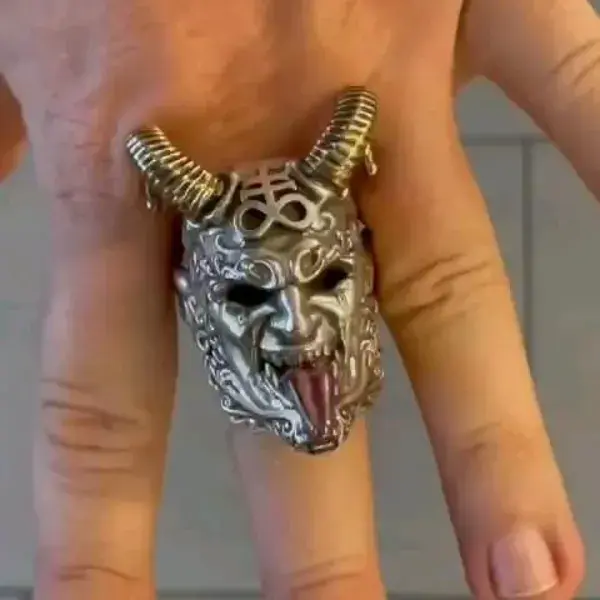 Leviathan Cross Horned Demon Ring